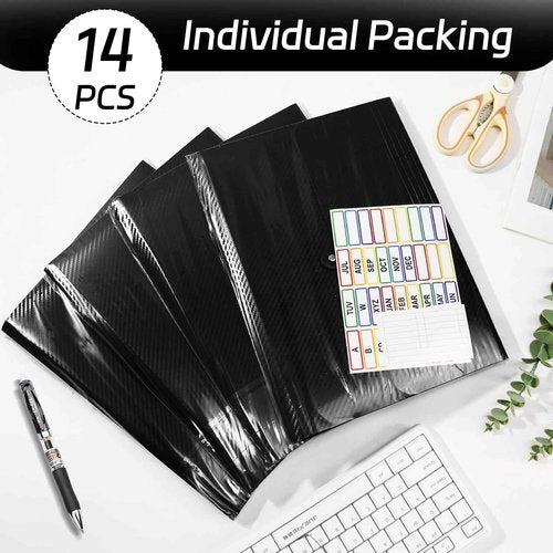 UMETDO 14 PCS Office Accordion File Organizer Bulk - 13 Pocket Plastics Expanding Folder with Tabs - Letter Size Loose Paper Folder for Work School Home, Student Teacher