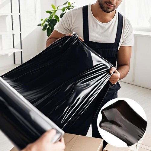Black Stretch Wrap Roll-Heavy Duty Industrial Strength 18in x 1500ft, Black Shrink Wrap Film Roll 80 Gauge - Ideal for Warehouse, Pallet Moving, Shipping, and Household Packing