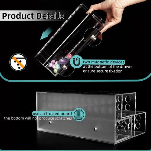 SBYURE Acrylic Pen Display Holder,48 Hole Pen Stand Display with Hidden Drawer Storage,Upgrade Pen Display Stand for Craft Shows Home School Office Supplies