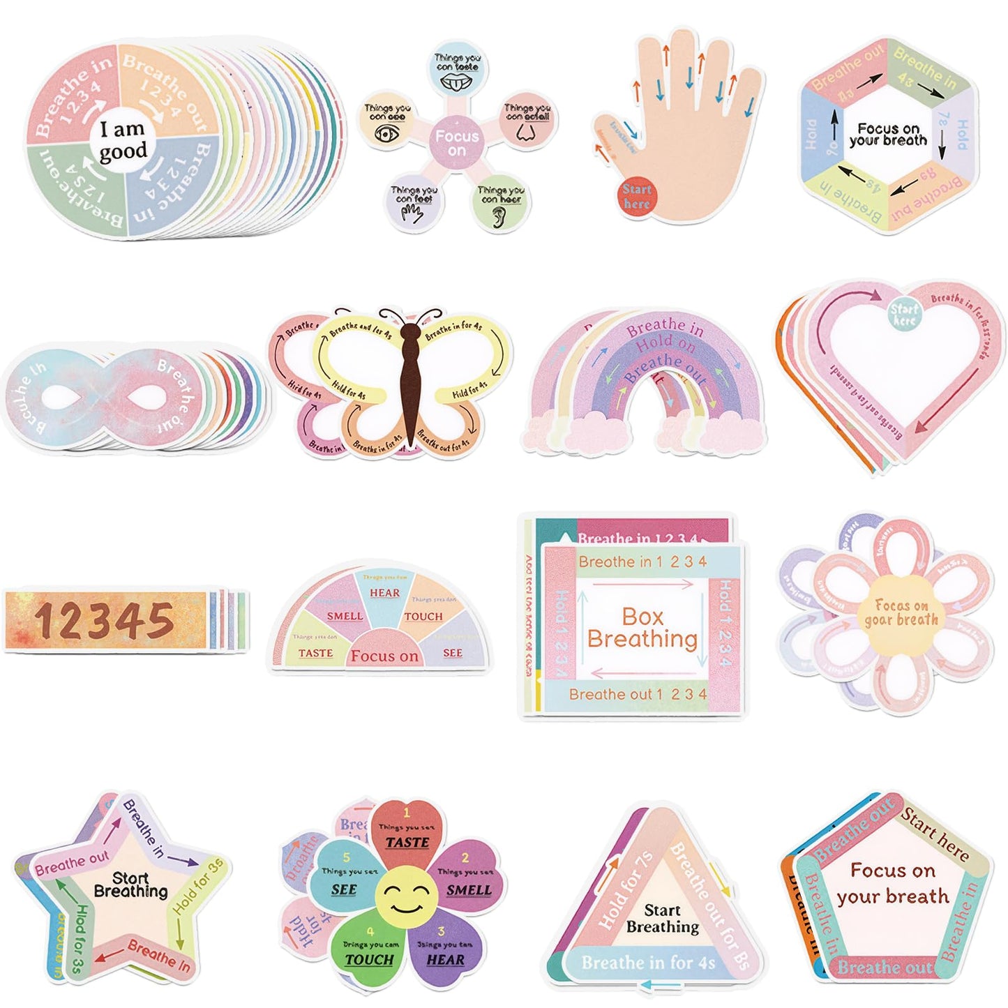 60 Pcs Anxiety Sensory Stickers, Texture Calming Mood Fidget Stickers, Stress Anxiety Relief Calm Stickers for Adults, Must Haves Laptop Supplies