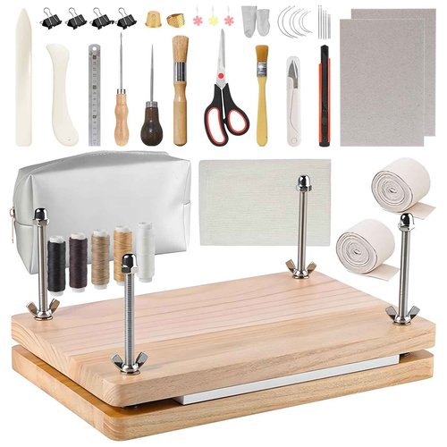 43 Pcs Book Binding Kits, Bookbinding Supplies, Book Press, Flower Press, Comes with a Wooden Stapler and Binding Kit, Suitable for Beginners to Press or Embossing Materials
