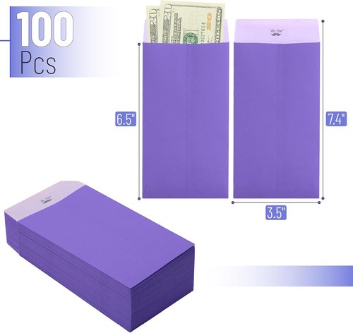 Mr. Pen Money Envelopes - Self-Adhesive Kraft Paper Cash Envelopes | 100 Pack, 6.5" x 3.5" for Budgeting & Organizing