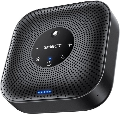 EMEET Conference Speakerphone M0 Plus - 4 AI Mics 360° Voice Pickup & Noise Reduction | USB-C Bluetooth Speaker for 8 People, Daisy Chain for 16
