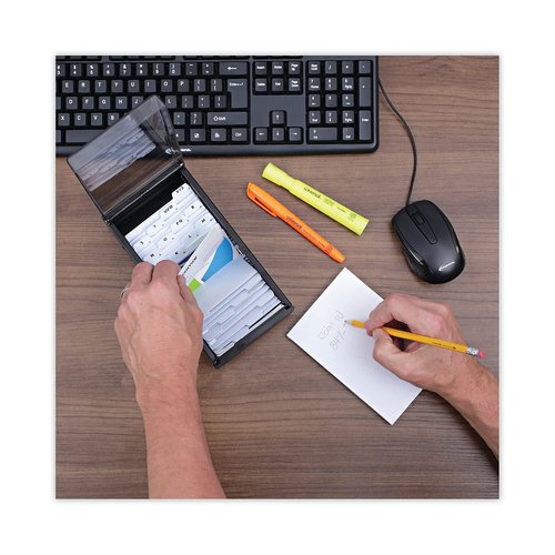 Universal Business Card File, Holds 600 2 X 3.5 Cards, 4.25 X 8.25 X 2.5, Metal/Plastic, Black