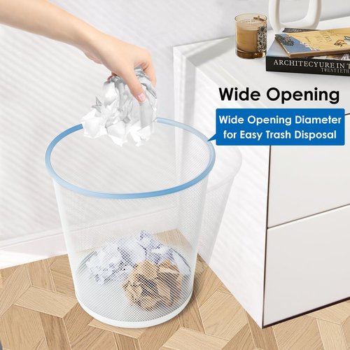 SHSYCER Office Mesh Trash Cans (10-Pack 4 Gal),Open Metal Wire Wastebaskets, Mesh Office Garbage Can,Waste Basket Trash Can for Near Desk,Wire Garbage Container Bin for Home,School