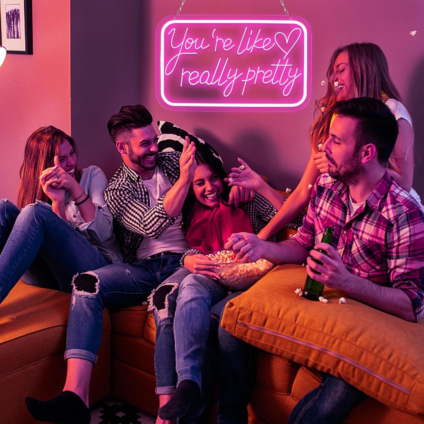 You're Like Really Pretty Neon Sign - LED Wall Decor for Bedroom, Wedding, Party | 5V Power Adapter Included