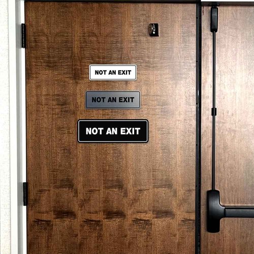 All Quality Standard Not an Exit Wall or Door Sign - Durable Material | Double-Sided Foam Tape | Silver - Small (10 Pack)
