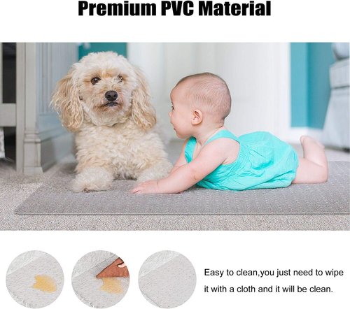 Kuyal Desk Chair Mat - 36'' x 48'' Transparent Rectangle for Carpet | Easy Glide Floor Protection