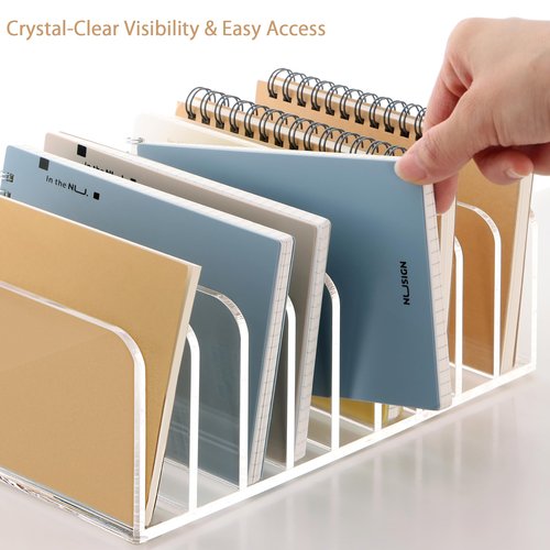 SANRUI Mail Organizer, Clear Acrylic Desk Organizer,Letter Holder for Desk,9-Compartment Small File Holders Paper Organizer Mail Sorter for Office,Home, School