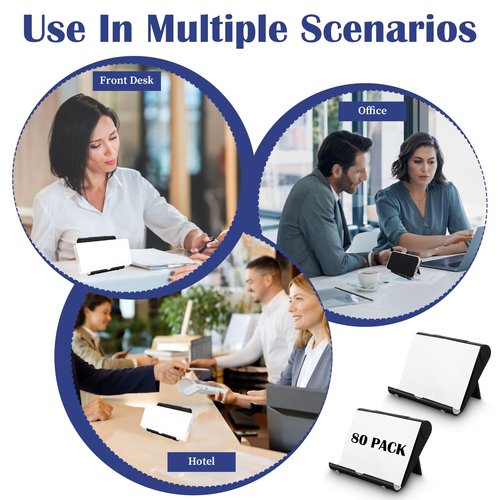 wutfuooo 80 Pieces Business Card Holder Display Bulk Black Plastic Stand Name Holder Stand Organizer for Desk Office Supplies