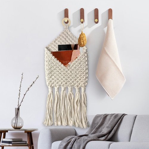 Hand-Woven Mail Holder For Wall,Boho Decor,Hanging Mail Organizer,Behind The Door Storage,Wall Decor,White