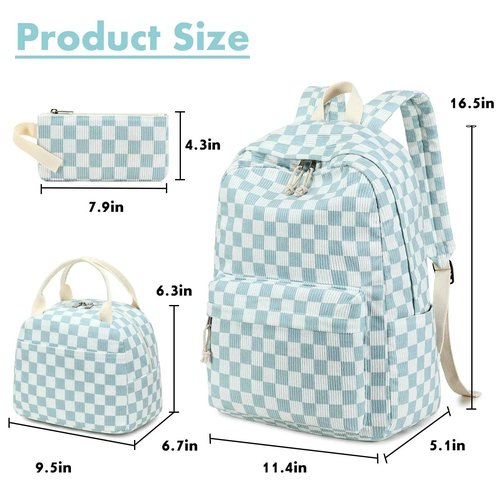Bluboon School Backpack Set Girls Womens Laptop Bookbag Casual Daypack Fits 15 inch Laptop with Lunch Tote Bag and Pencil Bag