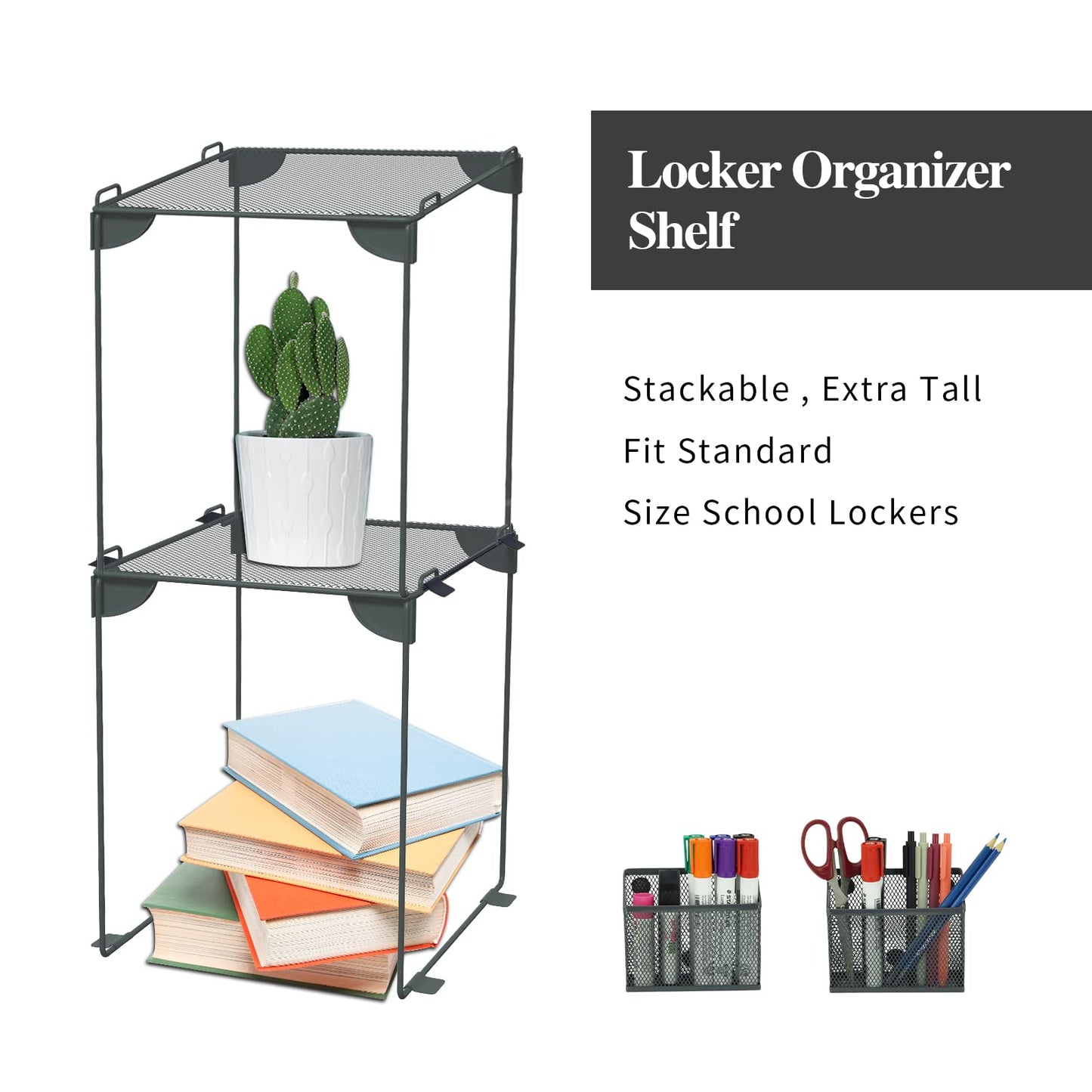 Neudeco Locker Accessories and Decor Kit, Pack of 4, Grey