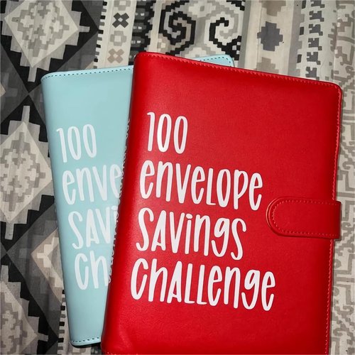 100 Envelope Challenge Binder, Savings Challenges Sheets，Easy and Fun Way to Save $5,050, Budget Binder with Cash Envelopes, Savings Challenges Binder, Budget Planner Book Budgeting (Mint Blue)