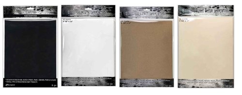 Bundle- Heavystock -one Pack of Each: Black, White, Mixed Media and Kraft 8.5"x11" Tim Holtz Ranger Ink