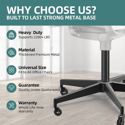 Office Chair Base-Office Chair Replacement Parts Heavy-Duty 28 Inch Metal Desk Chair Base 2400Lbs,Chair Bottom Part with Universal Caster and Gas Cylinder Size