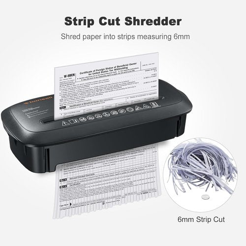Bonsaii Paper Shredder - 8-Sheet Strip-Cut Home Office Shredder with Overheat Protection | 3.4 Gallon Wastebasket