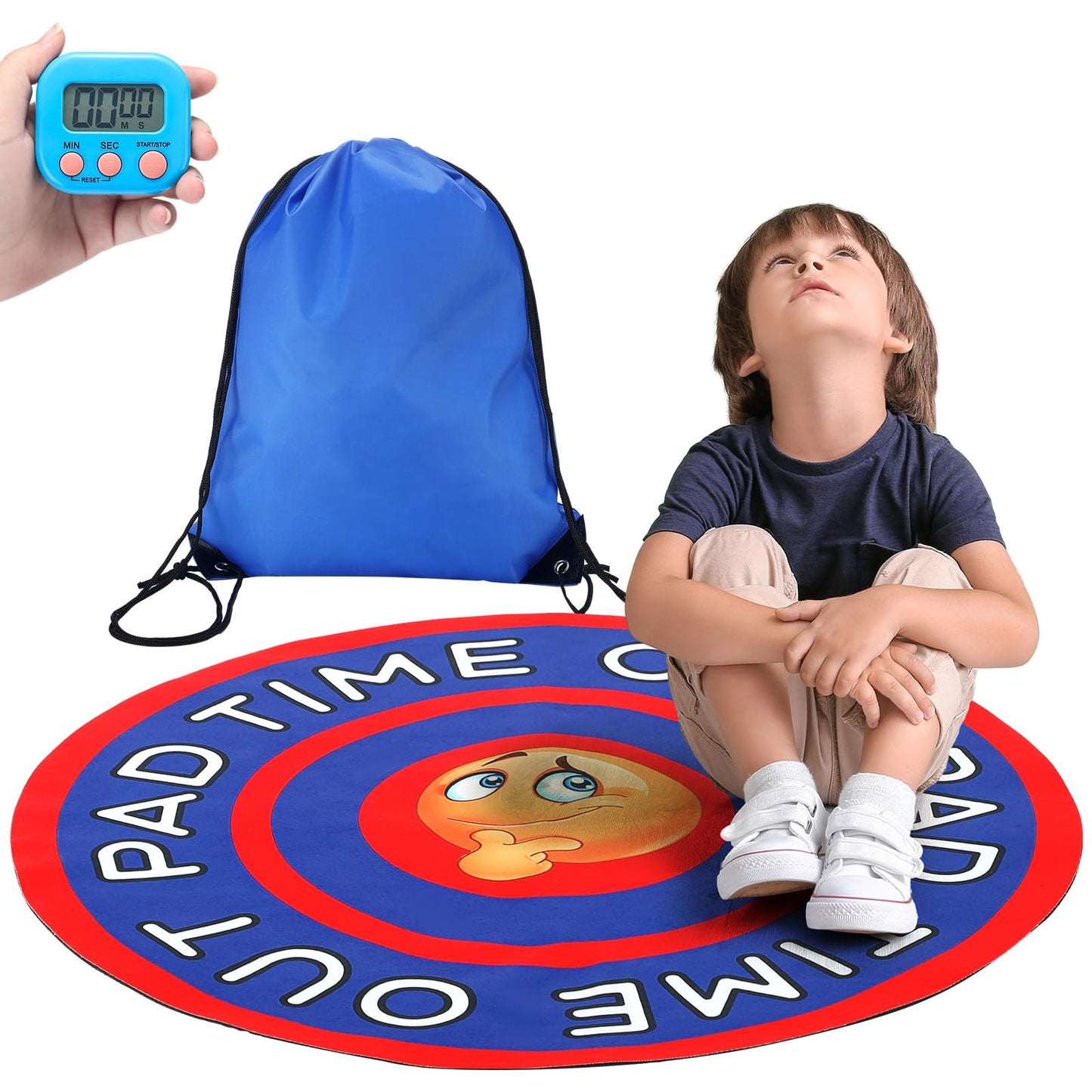 Nuanchu Time out Chairs for Toddlers Time out Chair Pad Rug Mat with Timer 24'' Calm Down Corner Mat Floor Seating Sit Reading Daycare for Classroom Enhances Discipline and Fosters Positive Behavior