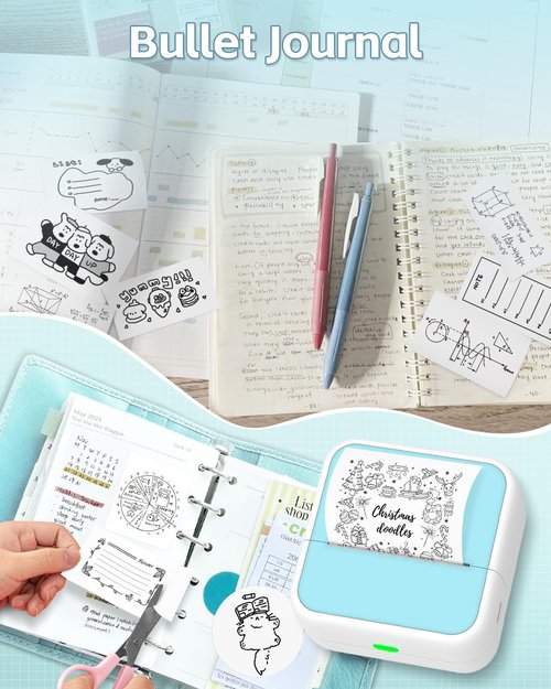 Sticker Printer - Printpods Mini Printer with Stickers, Print Pod, Bluetooth Inkless Printers, Sticker Maker, Portable Thermal Printer for iphone, Impresora Portátil for Notes, Journal, DIY, Kids Gift