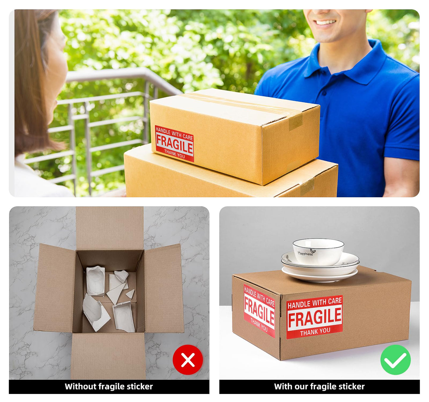 4 x 6 Inch Fragile Stickers Handle with Care 500 Permanent Adhesive Fragile Stickers for Shipping Moving Glass Fragile Labels (1 Roll, 500 Labels)