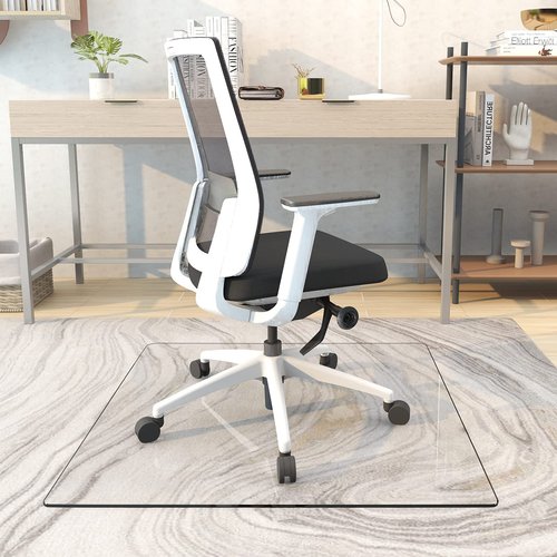 Natsukage Glass Chair Mat 36" x 36" 1/6" Thick Tempered Glass Office Chair Mats Desk Chair Mat for Carpet or Hardwood Floor Computer Chair Mat Floor Protector(Transparent) (A-GE10018-NAT-USAM022)