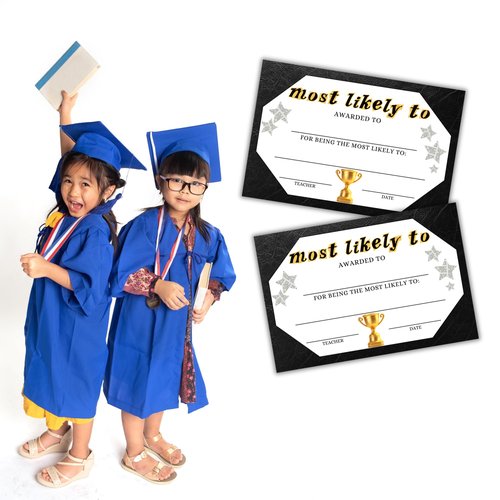 Most Likely To Certificate 30pk 6x9” Fill Out End of Year Awards Superlative Bulk Pack for Teachers Students in Classrooms Minimalist Professional Middle School