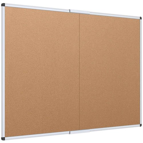 VIZ-PRO Cork Bulletin Board/Foldable Noticeboard, 48 X 36 Inches, Silver Aluminium Frame