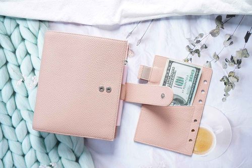 Moterm A6 Luxe Rings Planner - Genuine Leather Binder Organizer (30mm Ring, Pebbled-Dusty Rose) - NOT a Standard A6