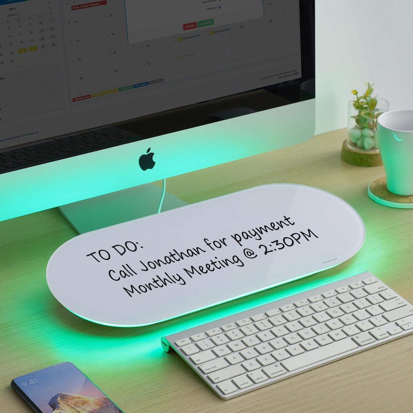 TSJ OFFICE Small Glass Desktop Whiteboard - Versatile Dry-Erase Board for Keyboard Stand | 17 x 7 Inches