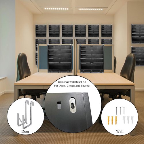 YINGXUN Multi Use Hanging Wall Files and Mail Organizer with Hooks (Black)
