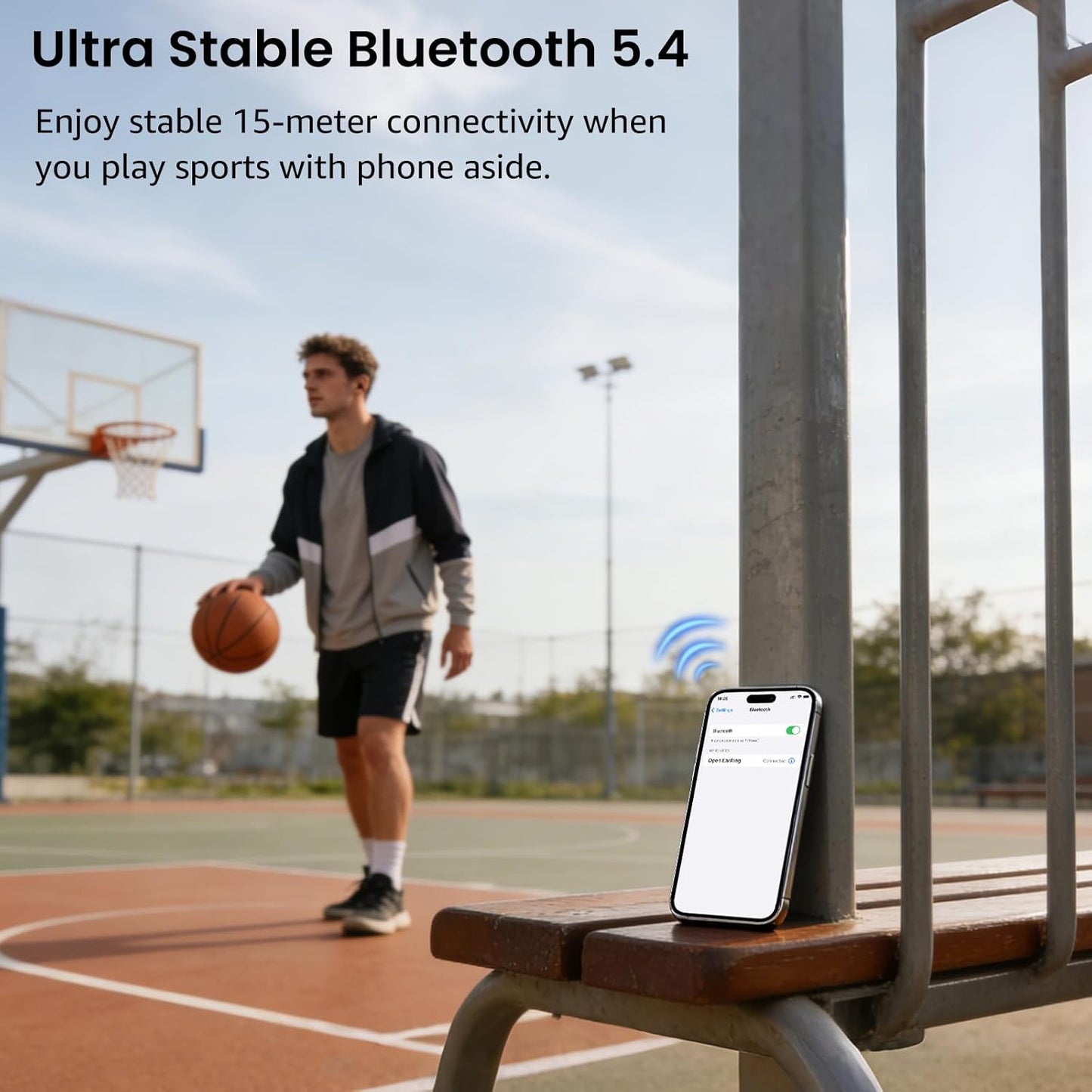 TOZO OpenEarRing Wireless Earbuds - Lightweight Comfort with 40H Playtime & Smart Display | Black