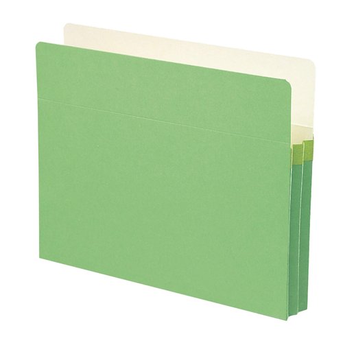 Smead File Pocket, Straight-Cut Tab, 1-3/4" Expansion, Letter Size, Green, 25 per Box (73216)