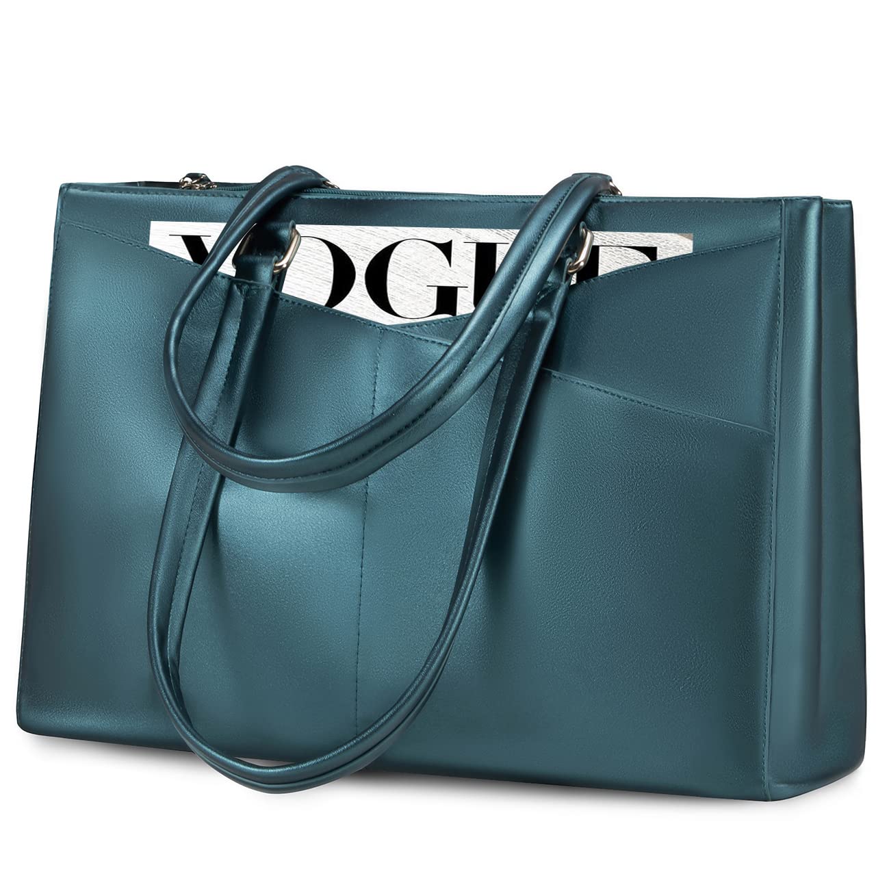 LOVEVOOK Laptop Bag for Women 15.6 Inch Tote Bags Waterproof Leather Briefcase Computer Women Business Office Work Bag,Pearl Green