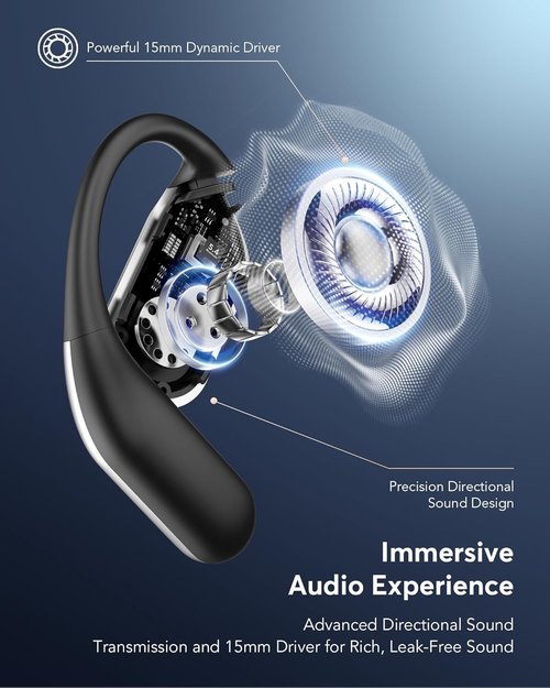 AI Language Translator Earbuds, OWS LCD Touchscreen Real-Time Translation for 144 Languages & Accents Includes Free Subscription Translation Device Earphones for Travel Business Learning Black