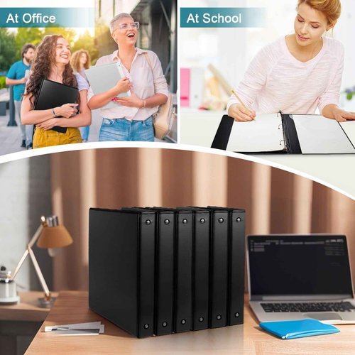 1'' Economy 3-Ring Binders, 1-inch Round Rings, Holds 200 Sheets US Letter Size, ClearVue Presentation View, Non-Stick, Black (24)