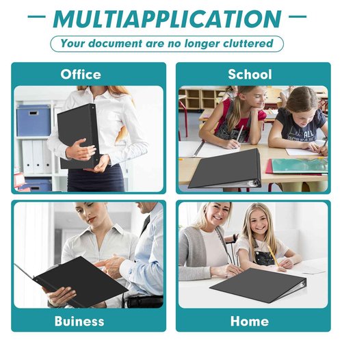 3 Ring Binder 1 Inch, PANDRI 12 Pack 1-Inch Binder Fits Letter Size 8.5'' x 11'' Paper, Versatile Binders for Office Home School, 2 Pockets, Black