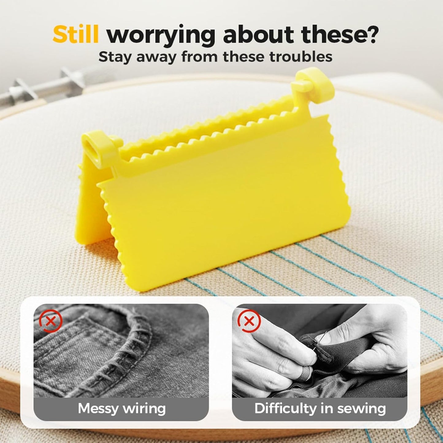 Skiennix Edge Stitch Lock & Sewing Gauge Set - 3 Pcs Clip-On Ruler for Even Stitching (2/3/4mm)
