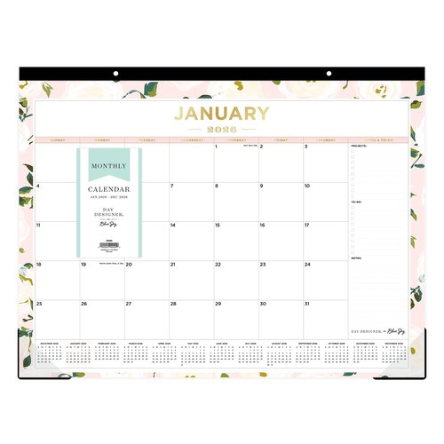 2026 Blue Sky Day Designer Desk Pad Calendar, 22" x 17", Coming Up Roses, January To December, 138198