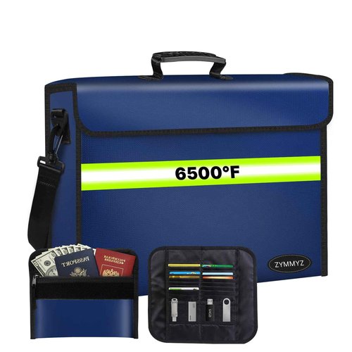 6500°F Large Fireproof Document Organizer with Lock,Upgraded 10 Layers Heat Insulated＆Waterproof Zipper,Removable Folder Layers/Wallet,Portable Home Travel Storage for Documents(16.5x12.4x5.5 inches)