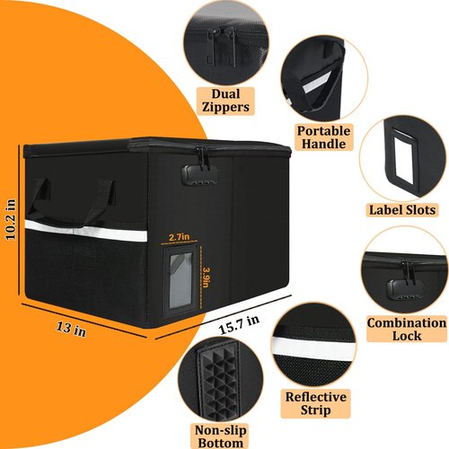 Upgraded 5200°F Fireproof Document File Organizer Box, Fireproof Storage Filing Cabinet with Lock, Portable Office Safe Box for Hanging Letter/Legal Folder 16.1 x 12.9 x 11in (Black)