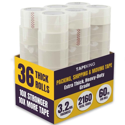 Tape King Clear Packing Tape Super Thick - 60 Yards Per Roll (Case of 36 Rolls) - Strong 3.2mil, Heavy Duty Adhesive Commercial Depot Tape for Moving, Sealing, Packaging Shipping, Office & Storage