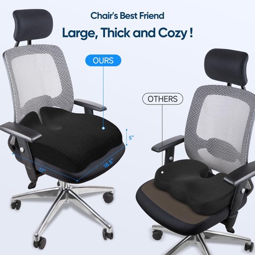 EVECOZY Gel Seat Cushions for Office Chairs Tailbone Pain Relief/Pressure Relief/Sciatica Pain, Memory Foam Breathable Chair Cushions for Back Pain/Butt Pillow Fits Computer Chair/Car/Wheelchair