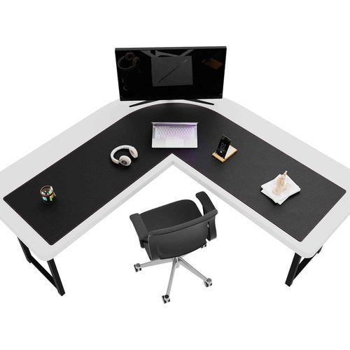 ZORESYN L Shaped Desk Mat (60+60) x20 Inch (Black) - Waterproof Dual-Sided PU Leather Corner Desk Pad Extend Widen L-Shaped Gaming Mouse Pad for Gaming, Office & Home
