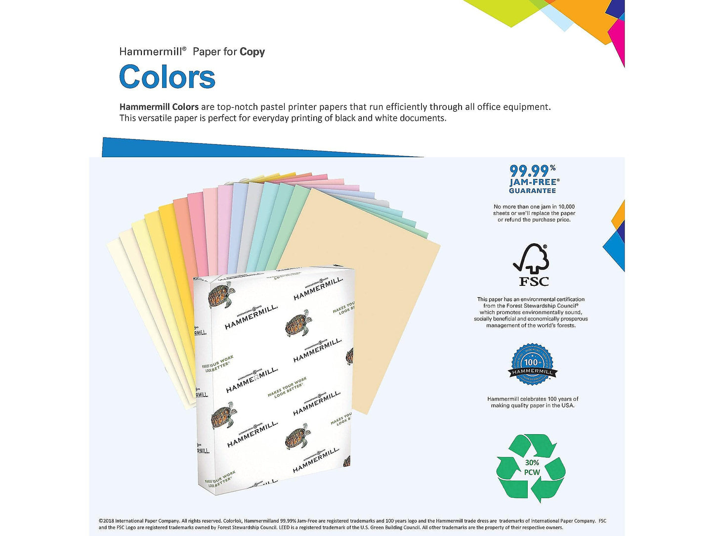 Hammermill 102269 Recycled Colored Paper, 20lb, 8 1/2 x 11, Lilac, 500 Sheets/Ream