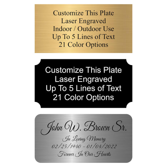 Engraved Name Plate, Personalized Name Plaque - 2x4, 2x6, 2x8, 3x6-21 Colors, 3Corner Styles, 17 Fonts Styles, Name Plates for URN, Trophy, Picture Frame, Memorial Sign - 1 Tag