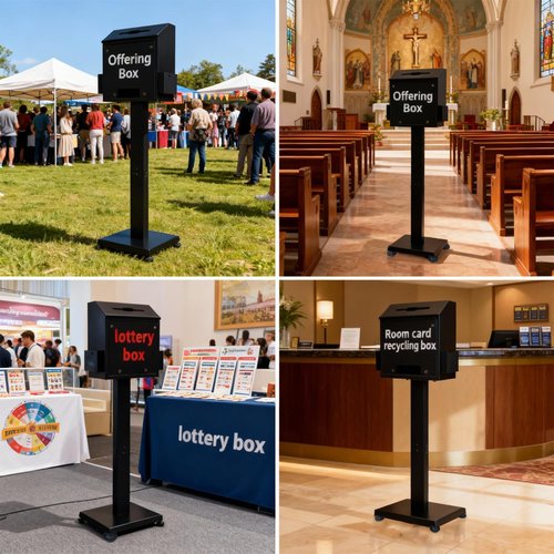 Heavy Duty Metal Suggestion Box - Locking Floor Standing Donation & Ballot Box | Secure Design with Sign Holder