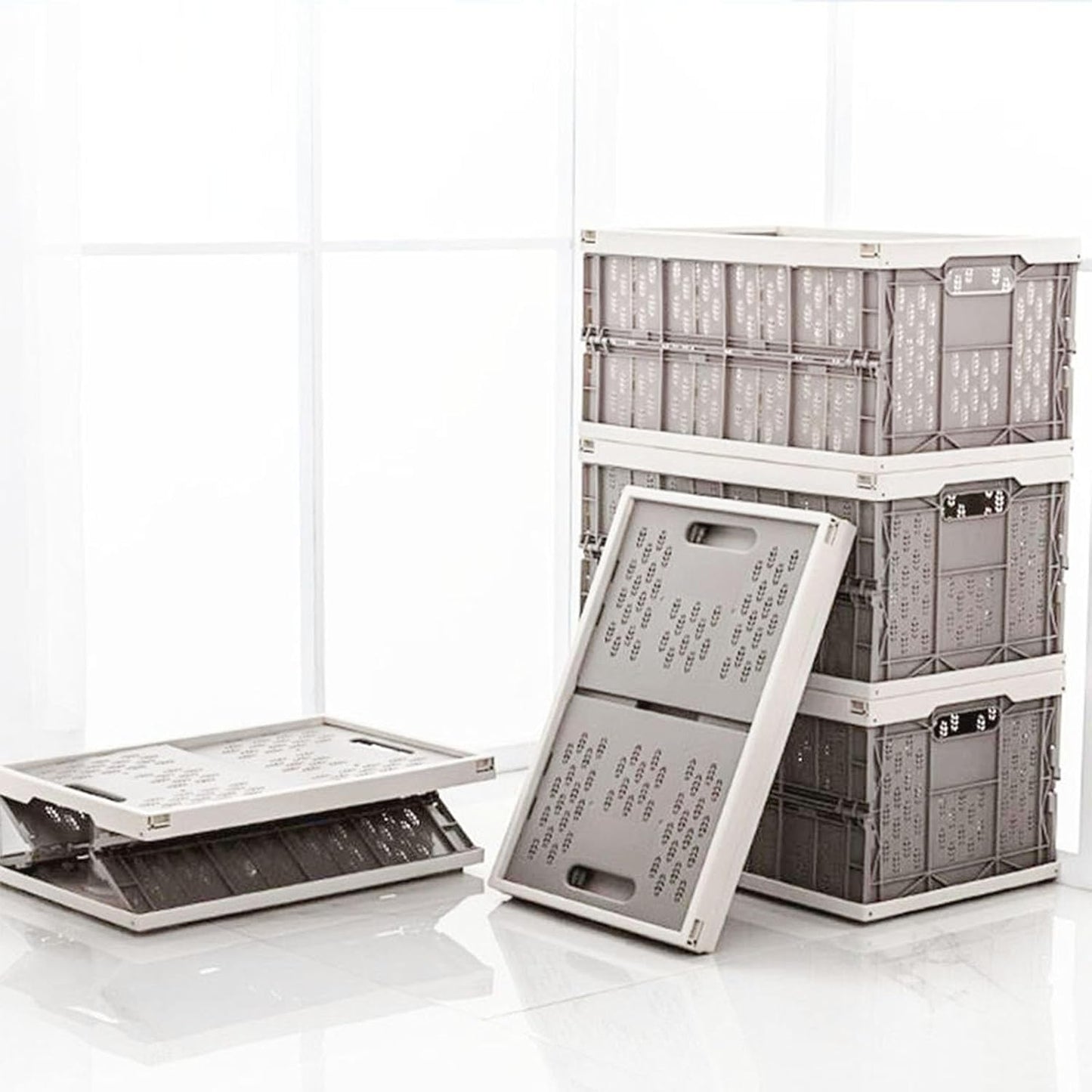 Livememory 2 Pack Foldable Crates, 31 Liters Plastic Milk Crate Storage Bin for Home, Laundry, Clothes(17.76x 12.01 x 9.29 in)