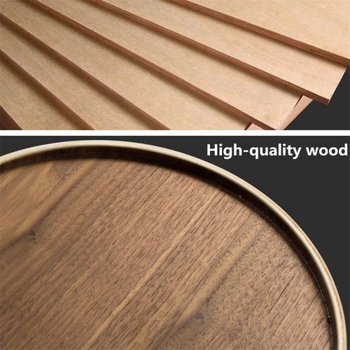 2.3 Gallons Wood Trash Can Wastebasket for Home or Office, Japanese-style natural wood Round Wastebasket, Lightweight, Sturdy for Under Desk, Kitchen, Bedroom, Den, Hotel, or Kids Room (Dark Wood-A)