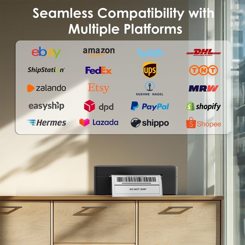 KNAON Shipping Thermal Label Printer, 4x6 Portable Label Printer, Bluetooth Label Maker for Small Business, Support iPhone,Android,Windows,Mac,Chromebook,Works with USPS, Ebay,Shopify&More, Black