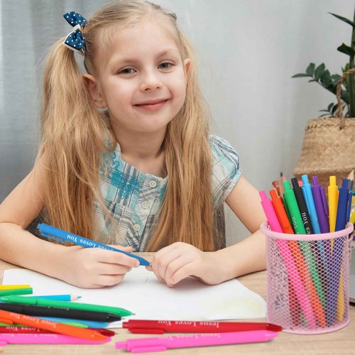 Jetec 100 Pcs Jesus Loves You Pens Colorful Christian Pens Bible Verses Retractable Gel Pens Christian Gifts Bulk for Student Office Sunday Church Supplies